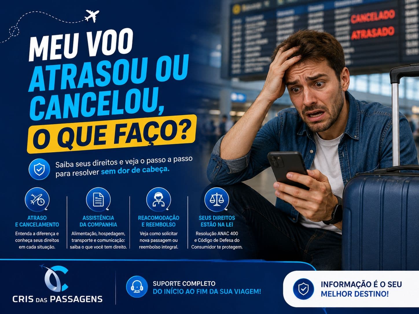 O que fazer quando o voo atrasa ou é cancelado?